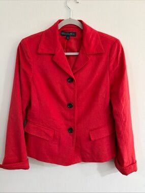 Women’s Lafayette 148 NY Wool Angora Red Blazer Size 10P Loro Piana Fabric *read